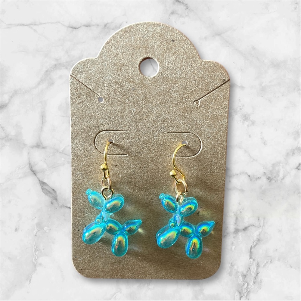 Blue Balloon Dog Earrings